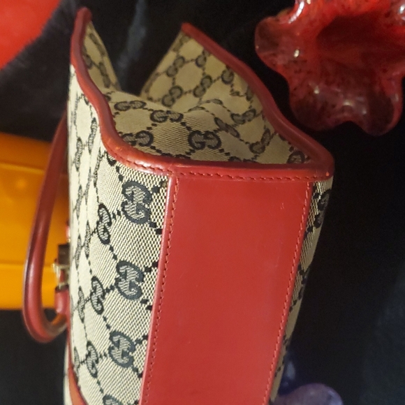 Gucci Monogram Bag Red Trim Tote - Picture 13 of 17